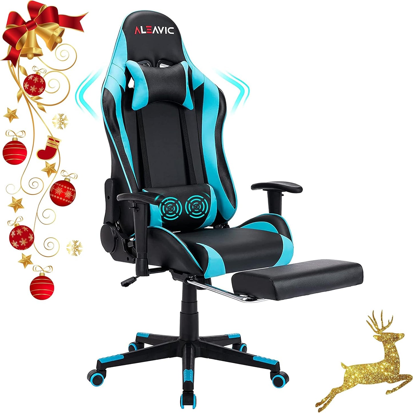 Gaming Chair，Gaming Chair with Footrest， High Back Ergonomic Gaming Chair Adjustable，Racing Style PU Leather Gamer Chair，Computer Gaming Chair with Headrest and Lumbar Support