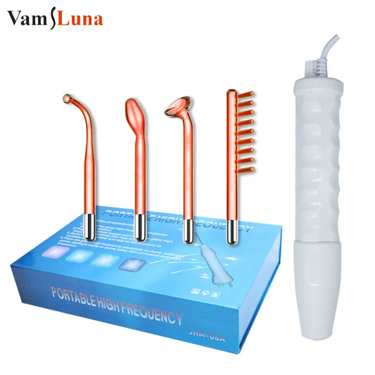 4 IN 1 High Frequency Electrode Facial Machine Portable Electrode Wand Acne Spot Wrinkle Remover Hair Growing Tubes Skin Care