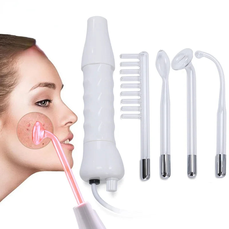 Portable Electrode High Frequency Facial Beauty Machine Electrotherapy Wand Glass Tube Face Cleansing Skin Tightening Device