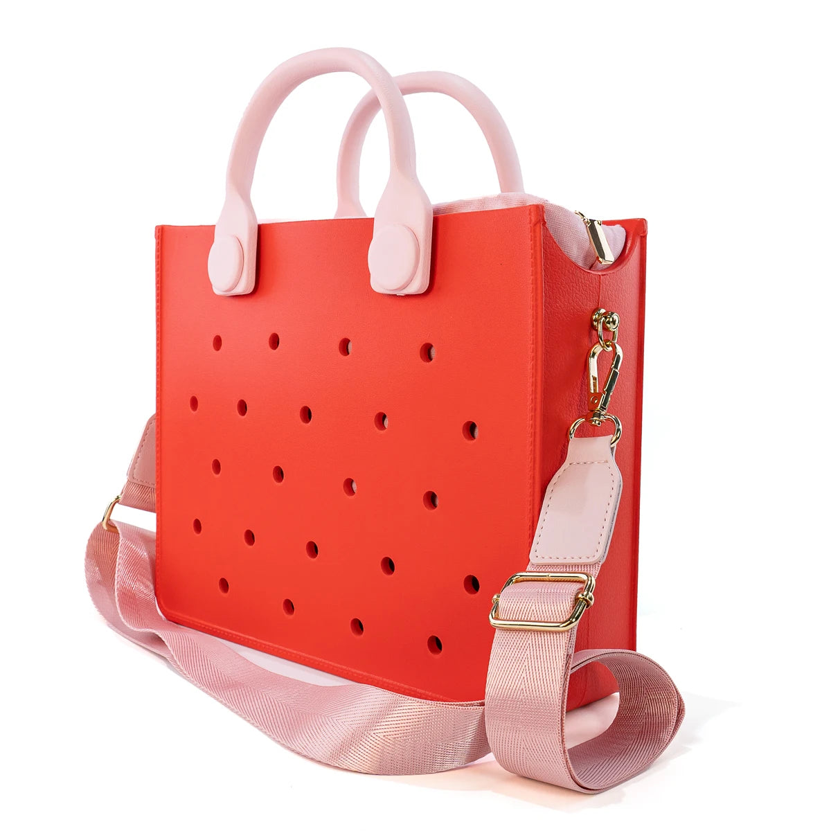 Soft Rubber Waterproof Travel Tote Bag Outdoor Women Handbag Beach Bags Including Shoulder Strap Inner liner fit Shoe Charms