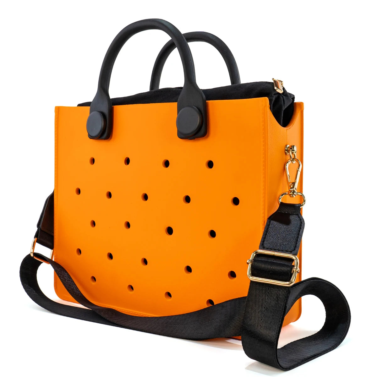 Soft Rubber Waterproof Travel Tote Bag Outdoor Women Handbag Beach Bags Including Shoulder Strap Inner liner fit Shoe Charms