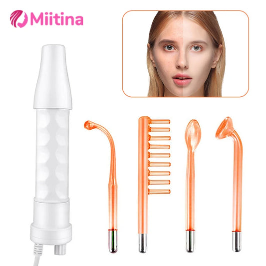 4in1 Electrode Glass Tube Machine Spot Acne Wand Facial Spa Skin Care Electrotherapy Rejuvenation Tightening Wrinkle Reducing