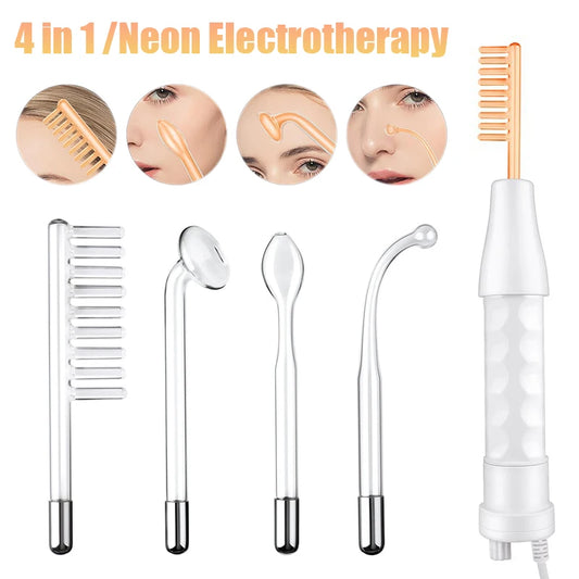 High Frequency Facial Machine Skin Therapy 4 Electrotherapy  Wands Remove Wrinkles Acne Facial Therapy Wand Portable Beauty Care