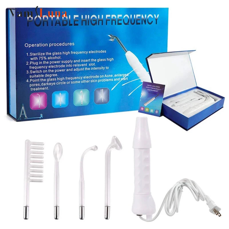 Portable Handheld High Frequency Electrode Glass Tube For Skin Care Facial Spa Salon Acne Remover Beauty Electrotherapy Machine